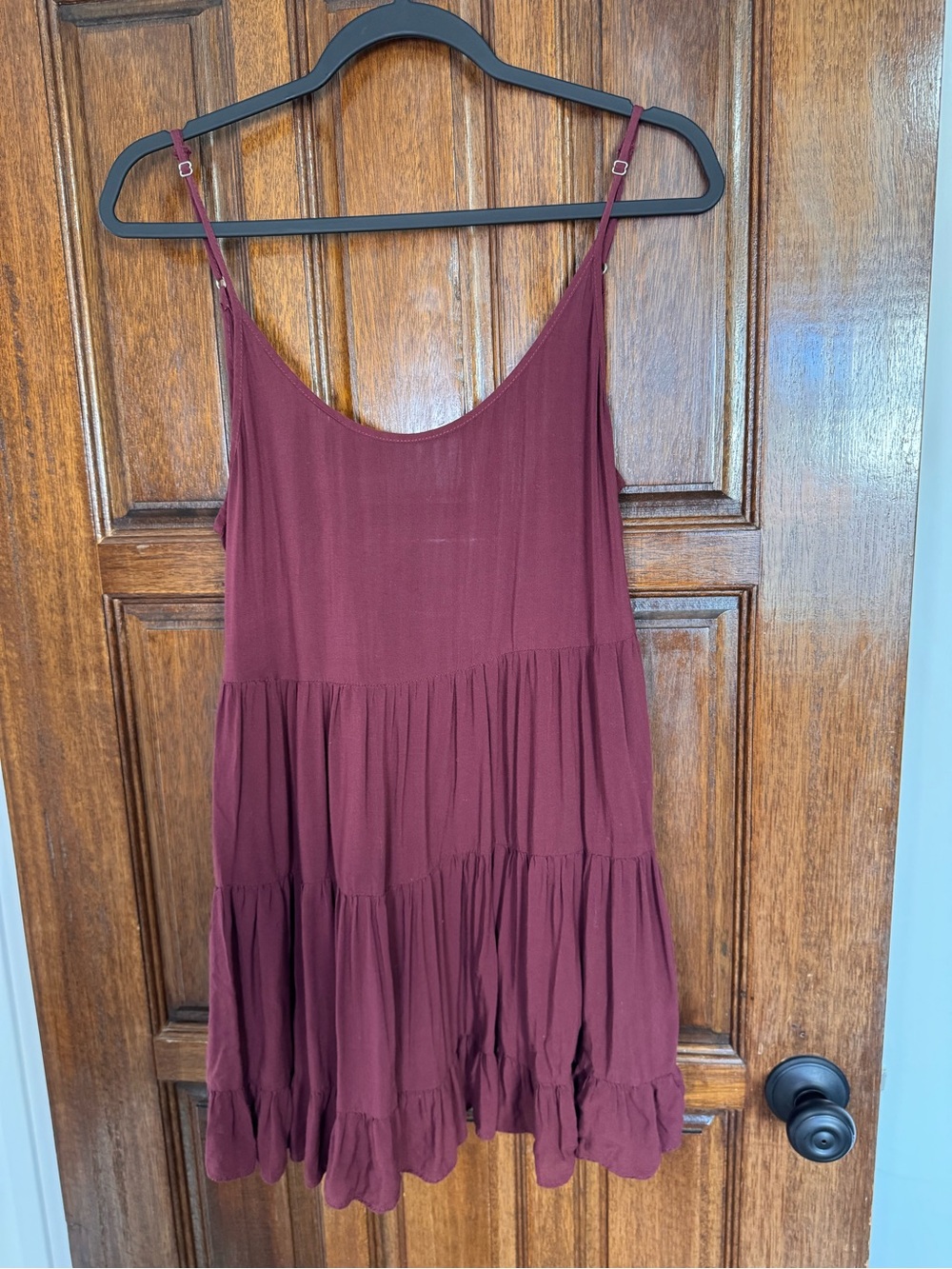 Brandy Melville Burgundy Tiered Slip Dress